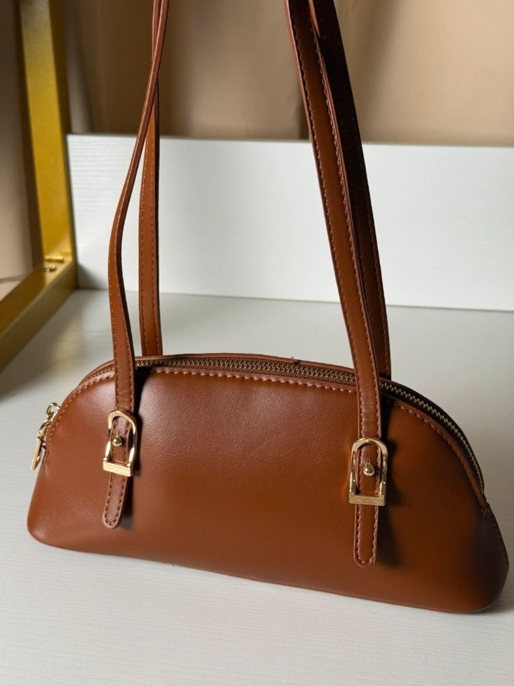 Madison West Brown Leather Shoulder Bag - Classic Women's Tote